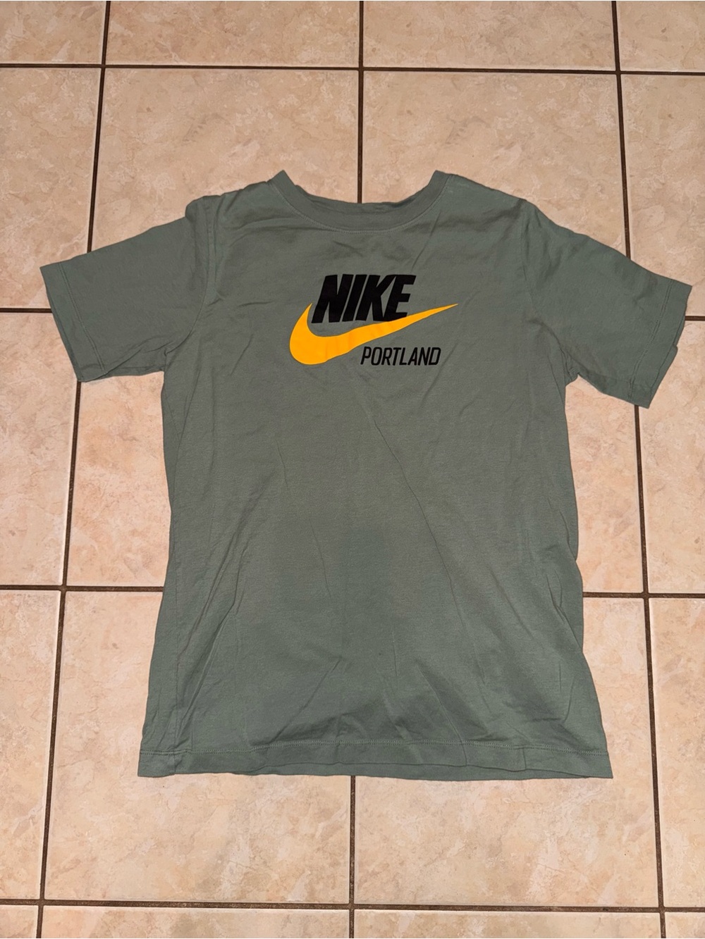 Nike Olive Green Tee with Yellow Swoosh